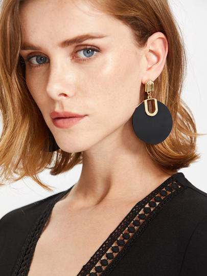 Two Tone Geometric Drop Earrings