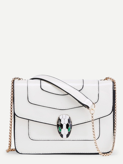 Snake Head Front Piping Detail PU Chain Bag