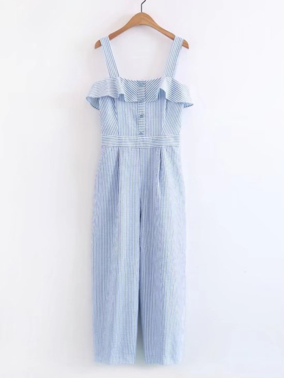 Jumpsuit mit Cami Träger und Nadelstreifen