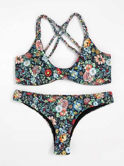 Set di bikini con stampa di calicò