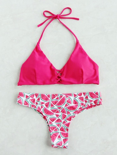 Set di bikini di triangolo con stampa di anguria