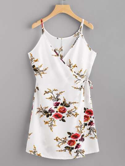 Vestido camisero con estampado floral al azar con cordón