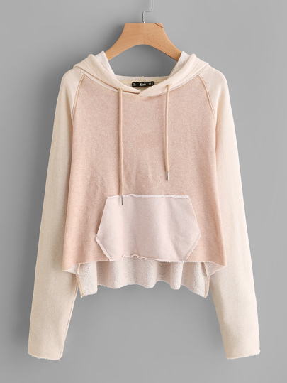 Ungesäumte Hoodie mit Raglanärmeln