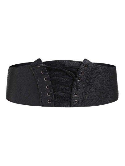 Eyelet Lace Up PU Belt