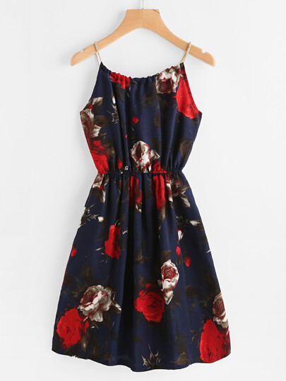 Cami Kleid mit Blumen Muster und Selbstbindung