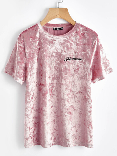 Camiseta de terciopelo con letras