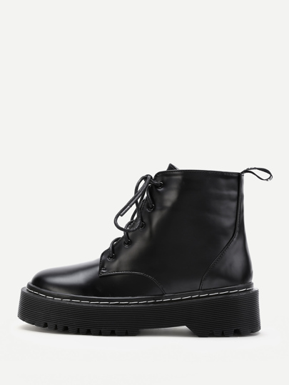 PU Kurze Stiefel mit Band