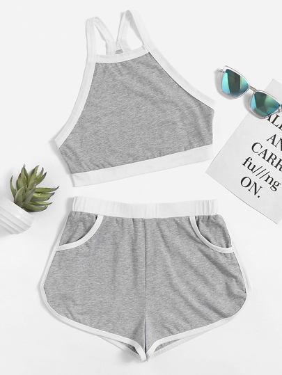 Camisole contrastée &Shorts dauphin