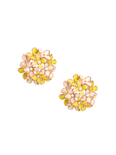 Rhinestone Clover Design Flower Shaped Stud Earrings