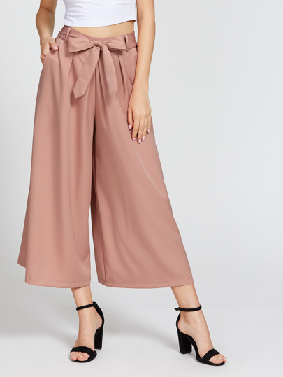 Self Tie Wide Leg Pants