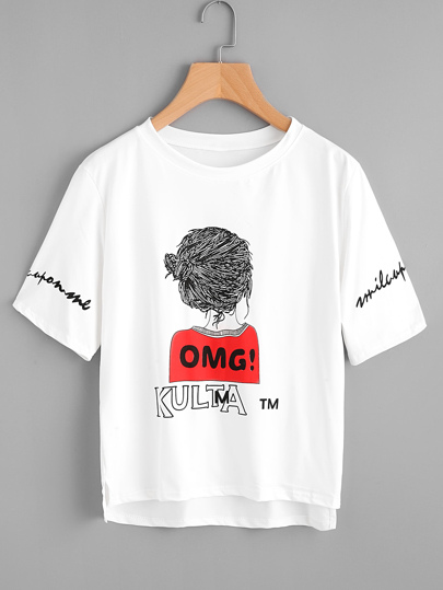 T-shirt con stampa di lettera