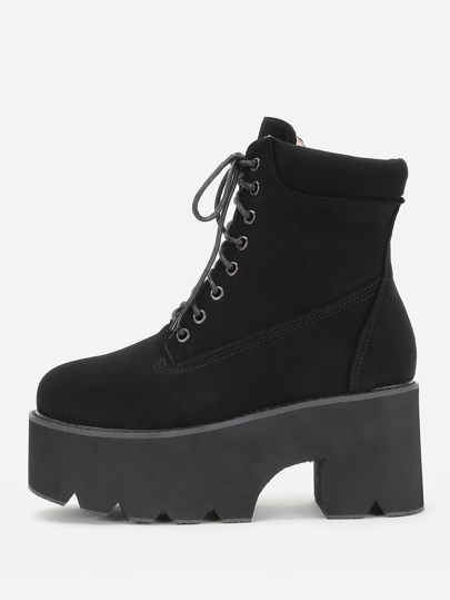 Botines con tacón cuadrado con plataforma con cordón
