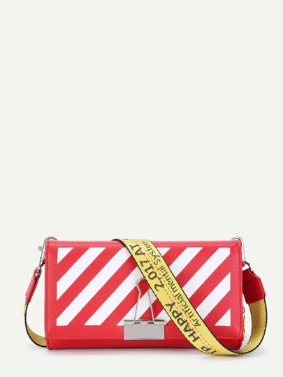Bolso de hombro de PU de rayas con detalle de clip
