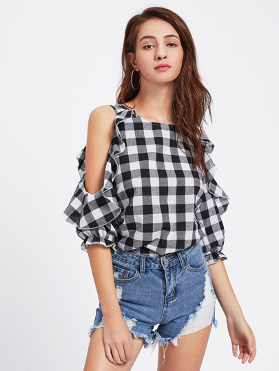 Schulterfreie Bluse mit Falten