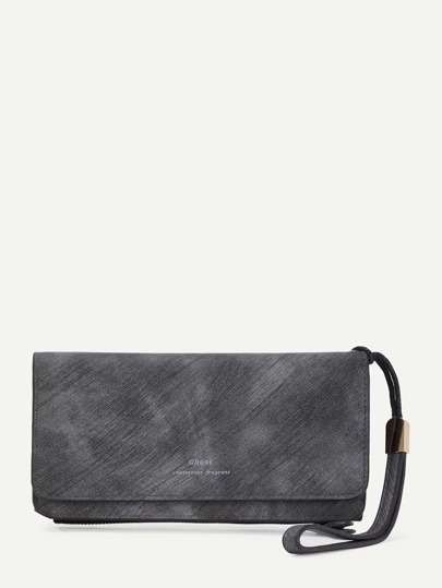 Letter Print PU Wallet With Ring Handle
