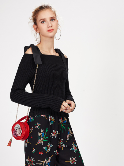 Pull-over moulant avec ruban