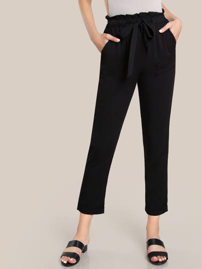 Ruffle Waist Belted Peg Pants