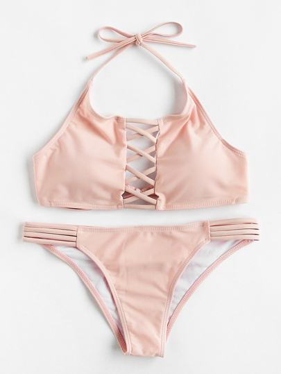 Set di bikini allacciato al collo