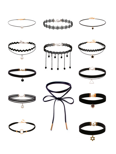Faux Pearl Decorated Charm Choker Set