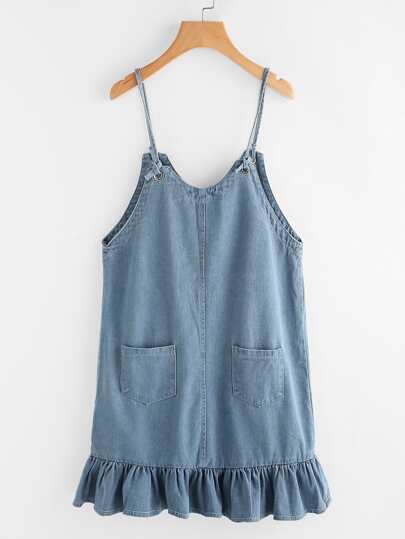 Cami Kleid mit Falten und Chambraydesign
