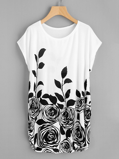 T-shirt stampato con maniche dolman