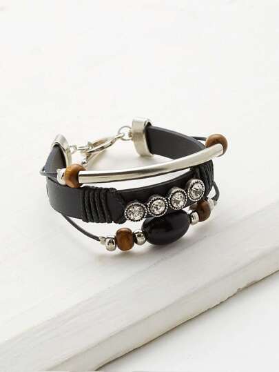 Gemstone & Bar Layered Bracelet