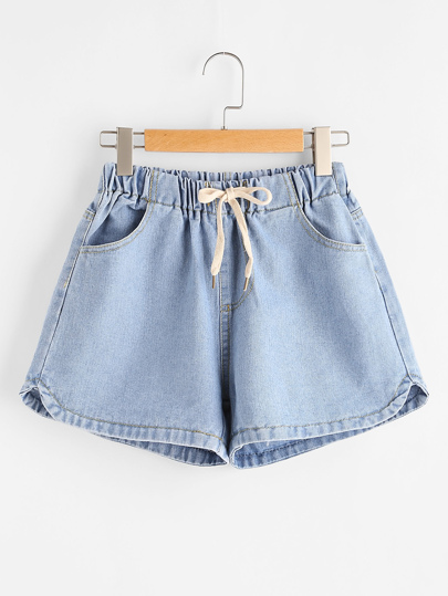 Jeansshorts mit elastischer Taille