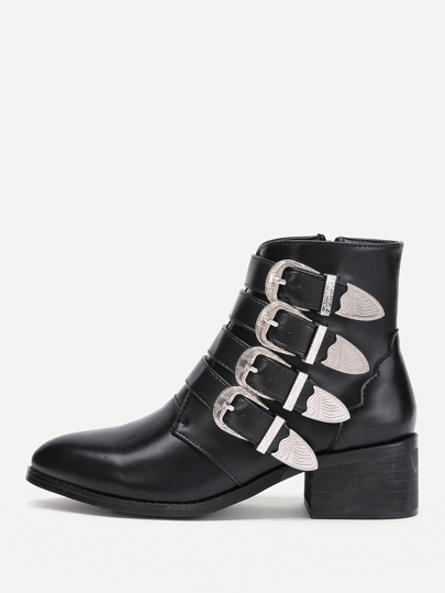 Bottes de cheville avec boucles et le zip