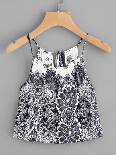 Camisola con estampado al aire con cordón con abertura en la espalda