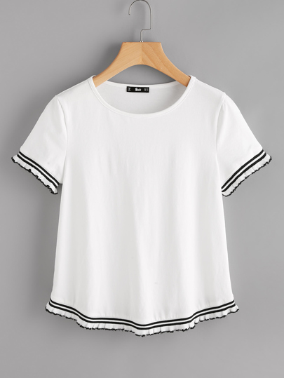 Knit Striped Trim Tee
