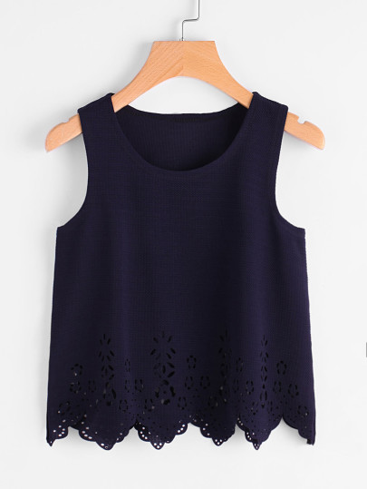 Texturiertes Tank Top mit Muschel