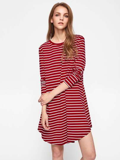 Robe bord courbé à rayures