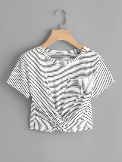 Tee-shirt tordu avant à rayures
