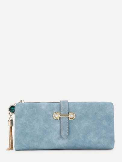 Chain Tassel Detail Foldover PU Purse With Crystal