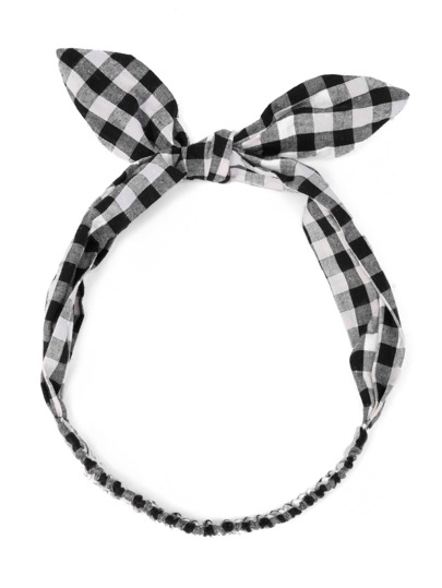 Gingham Print Cute Ear Headband