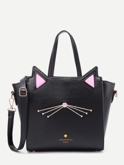 Bolso de hombro de pu con detalle de bordado