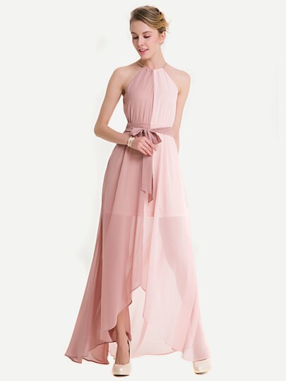 Robe mousseline trapèze à deux tons à bretelle tissée