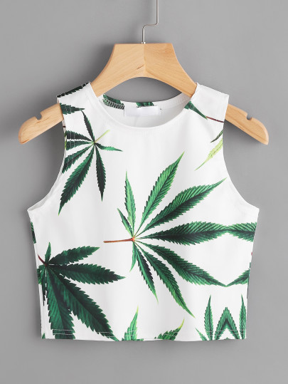 Tank corto con estampado de hoja