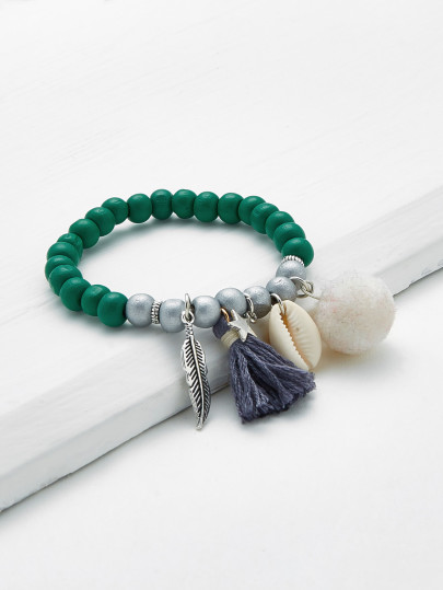 Bracelet charmant design de feuille et coquille