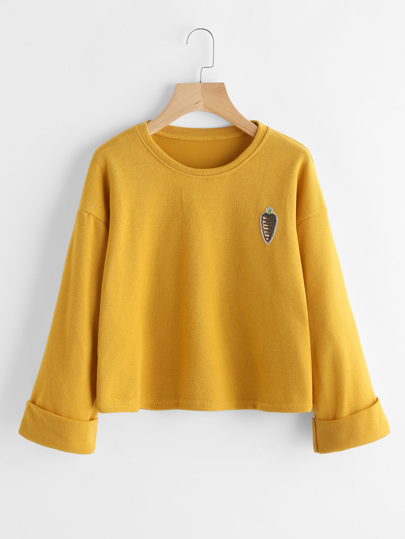 Rolled Cuff Patch Sweatshirt