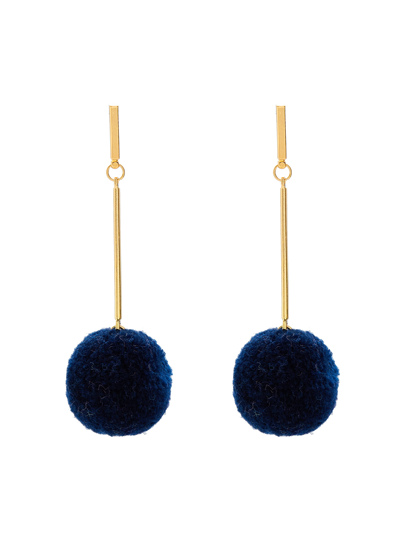 Pom Pom Design Long Drop Earrings