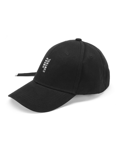 Slogan Embroidery Baseball Cap With Long Strap