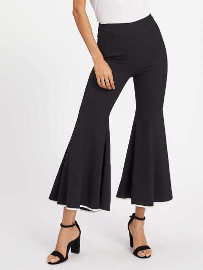 Contrast Binding Super Flare Pants