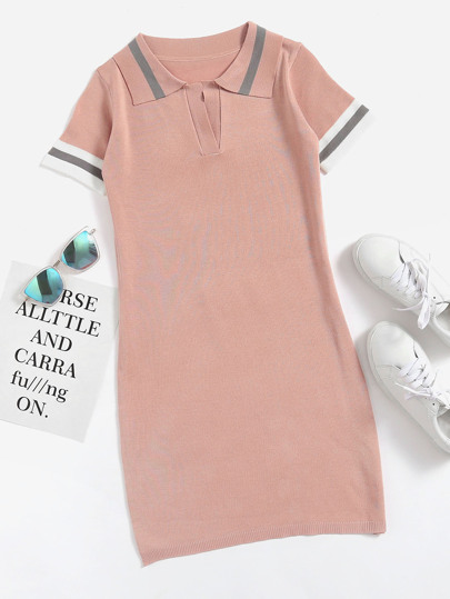 Striped Sleeve Knit Dress
