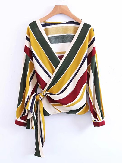 Surplice Front Lace Up Wrap Top