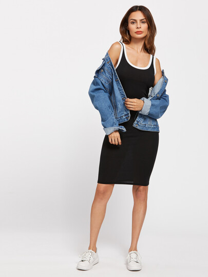 Contrast Trim Skinny Tank Dress