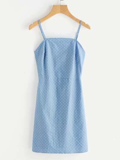 Cami Kleid mit Punkte und Chambraydesign