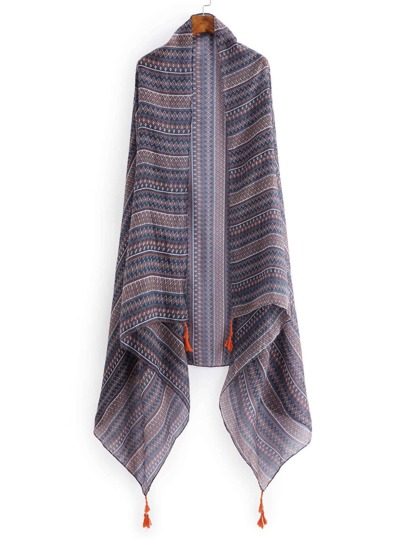 Geometric Print Tassel Detail Scarf