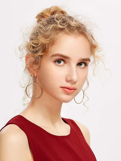 Geometric Drop Hoop Earrings