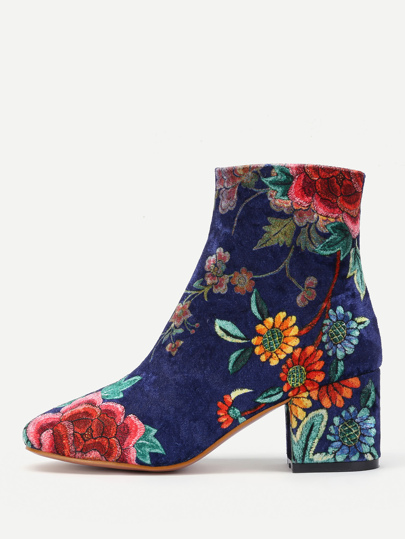 Bottes de cheville imprimées fleuri avec le zip